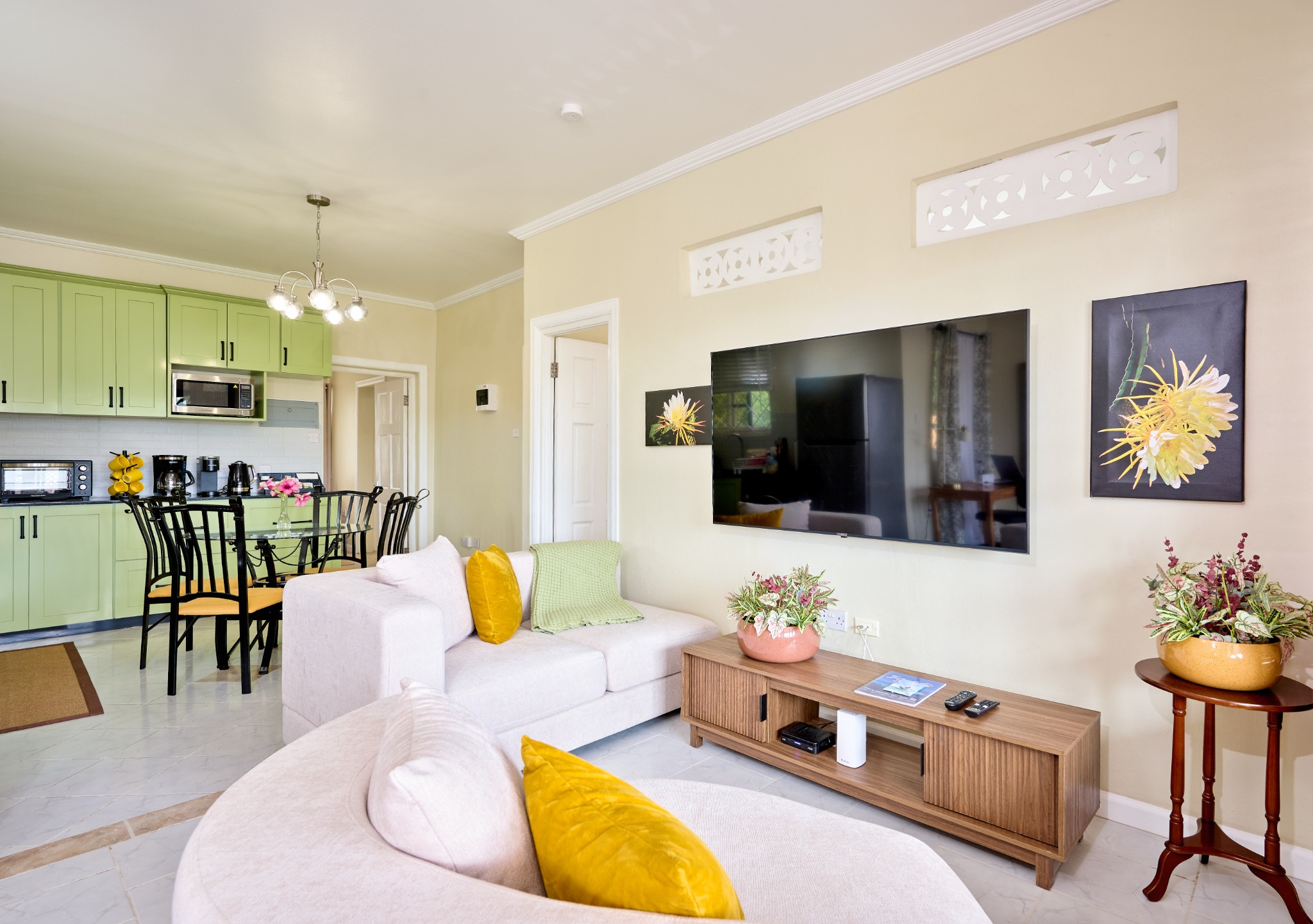 Living and workspace area in the Harbour View Suite